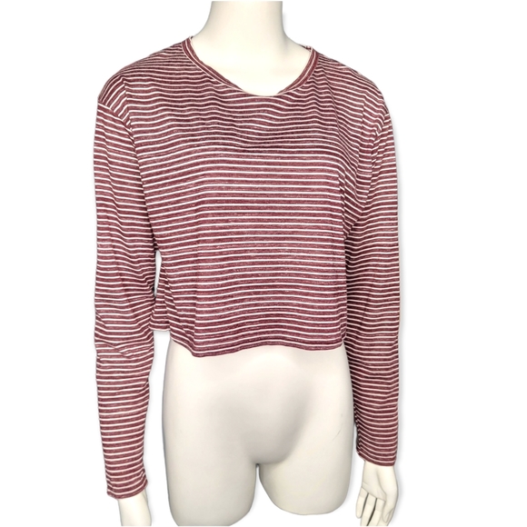 NEW Forever 21 Longsleeve oversized Striped knit shirt Small - Burgundy